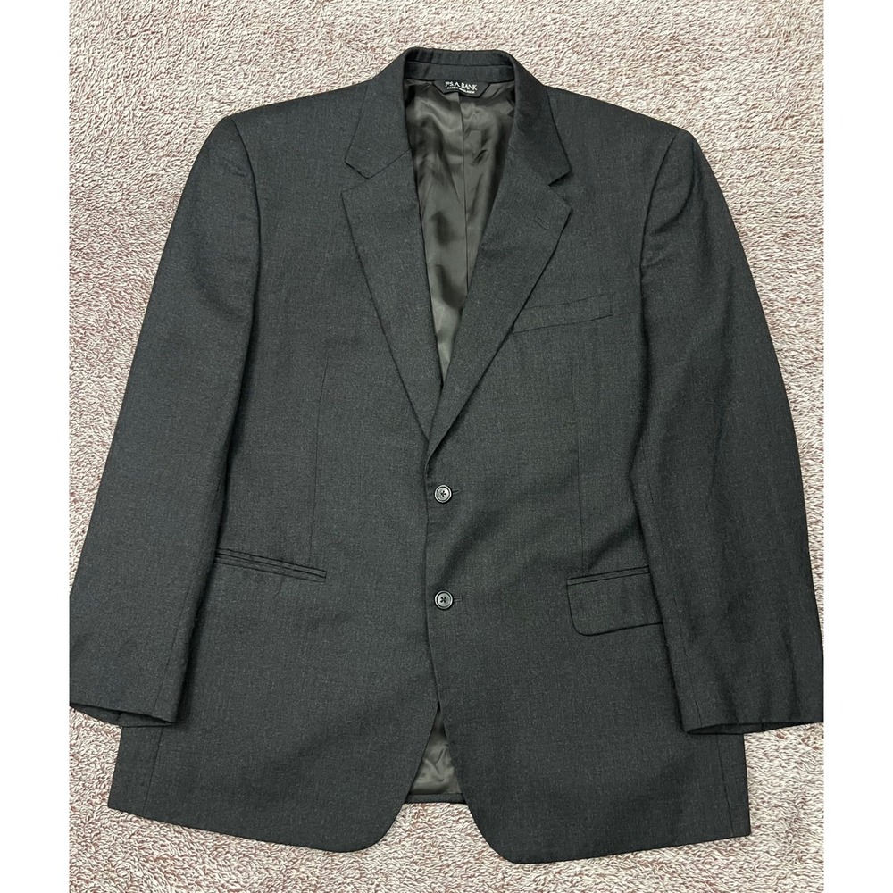 Jos A Bank Mens Blazer 46R Black 100% Wool 2 Button Sport Coat Jacket